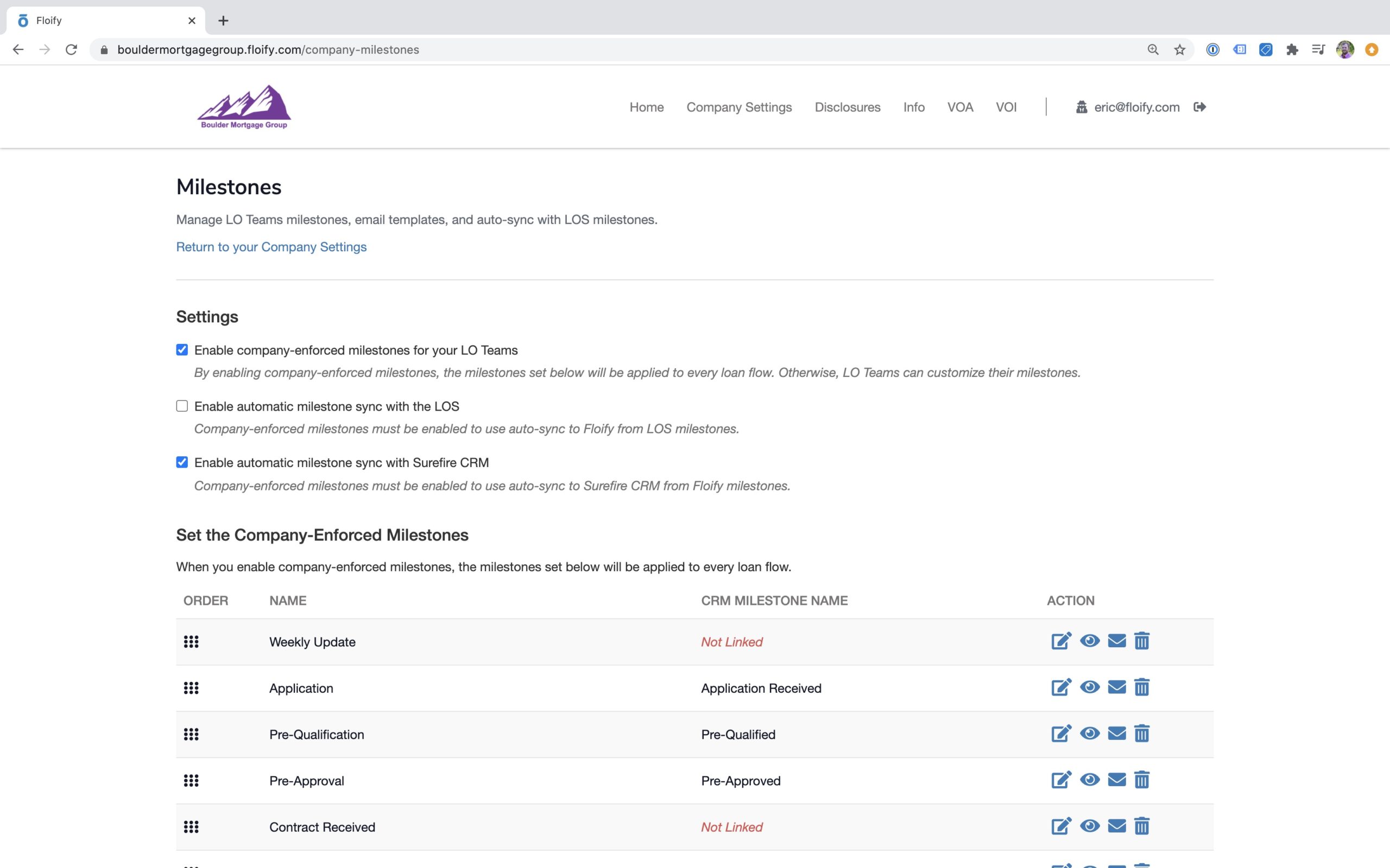 Floify Integrations Top Of Mind Surefire CRM